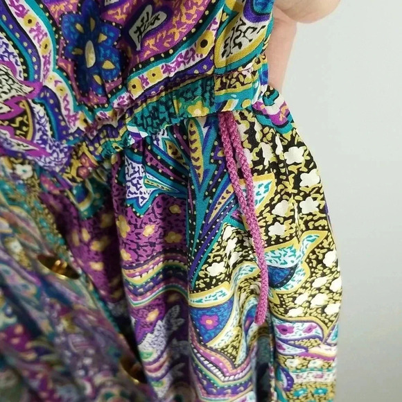 {Classics by Leslie Fay} Vintage 80s Paisley Print Polyester Dress Size 8 - Picture 12 of 17